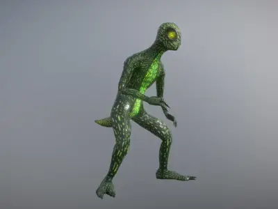 Lizard creature Low-poly 3D model