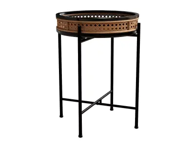 Round Accent Rattan Black Table 3D model