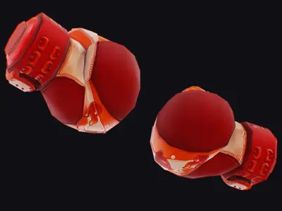 Boxing Gloves Red Glove Sport Equipment Symbol Toon Hand Low-poly 3D model