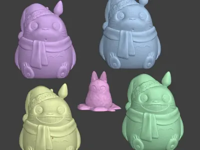Totoro Xmas Chibi Ornament Decor 3 models 3D print model