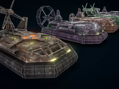 Hovercraft Seal Navy Low-poly 3D model