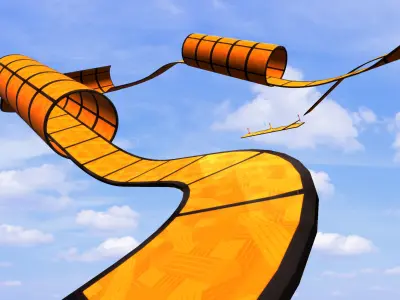 Stunt Racing Tracks and Platforms Low-poly 3D model