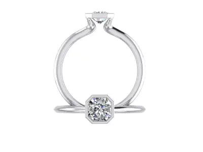 Asher Cut Diamond Ring 3D print model