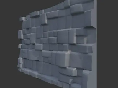 Worn Down Stone Wall Mesh 3D model