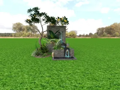 garden and fish pond 3D print model