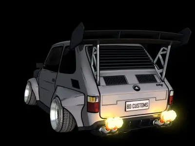 Toon style Fiat polski Drift spec eevee Low-poly 3D model