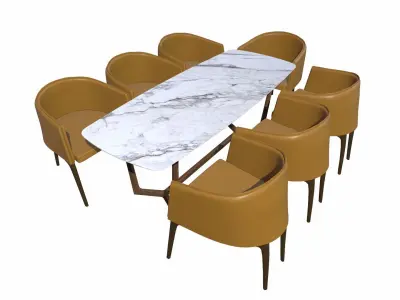 Dining Set Low-poly 3D model purchase
