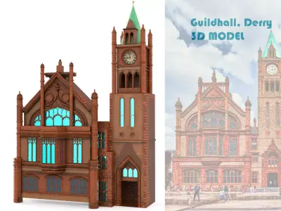Guildhall - Derry City  Strabane with texture Low-poly 3D model
