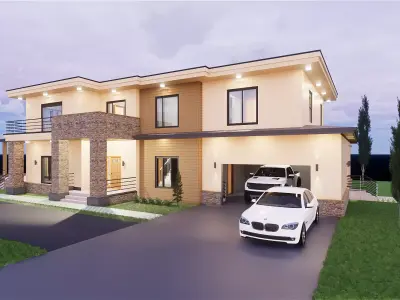 Modern Villa 3D model 13