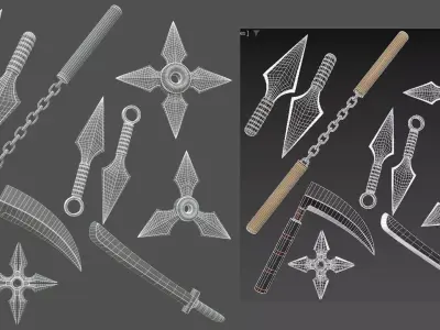 Ninja Weapons 3D model