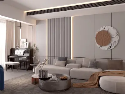 Modern interior scene - 3D model 3D model
