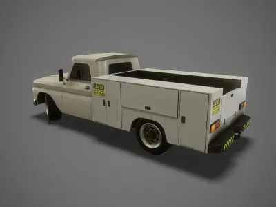 Game ready service truck Low-poly 3D model