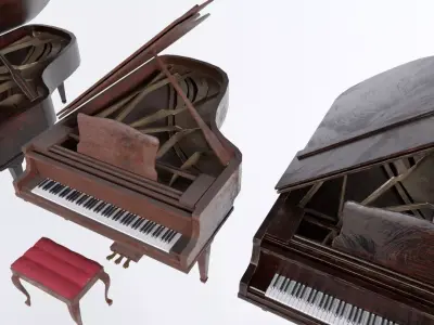 Grand Piano Low-poly 3D model