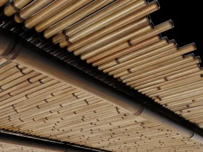 Branch bamboo long low n1 3D model