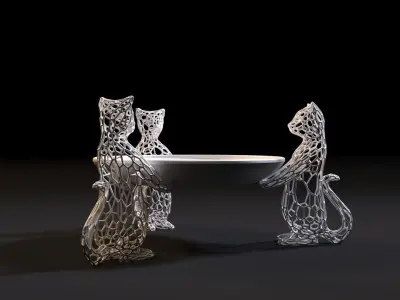 Cats with a plate  Decorative stand 3D print model