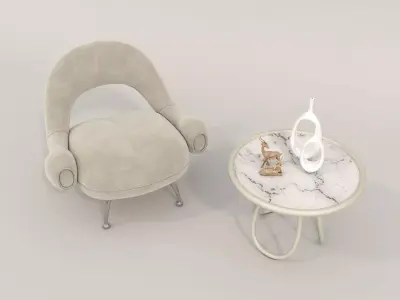Modern Coffee Table and Armchair Set 59 3D model
