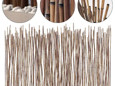 Bamboo low  decor pebble n1 3D model