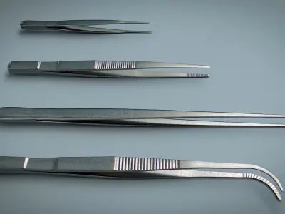 Forceps Tweezer Pincette - Medical Instruments Low-poly 3D model