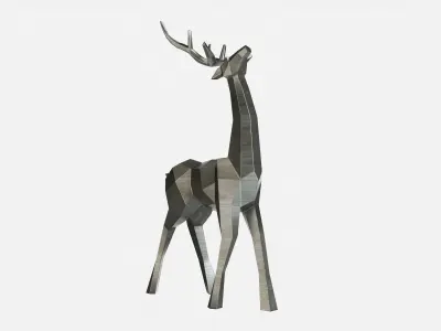 Reindeer 3D print model silver deer sculpture 3D print model