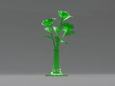Glass Flower Showpiece Red 3D model