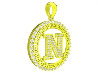 Luxury Diamond Initial N Pendant Necklace 3D Model 4252 3D print model