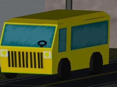 Yellow lowPoly Bus Free low-poly 3D model