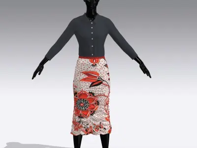 Woman Cloth Dress Low-poly 3D model