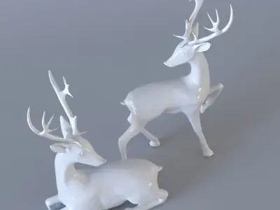 Deer Figurines - 2 set 3D model