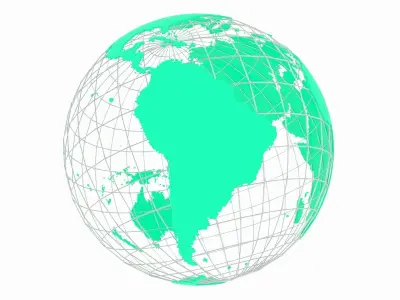 Globe News Skeleton Teal 3D model