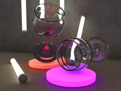 Rose Wine cocktail alcohol party bar glass  3D model