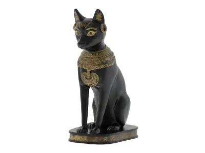 Ancient Egyptian Cat Statue Black Low-poly 3D model