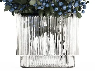 Bouquet Of Blueberry Branches In A Modern Glass 500 3D model
