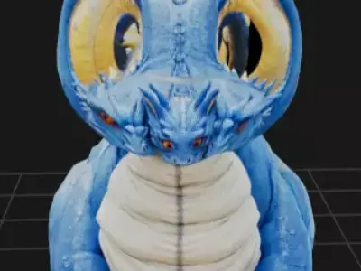 Blue Dragon with Big eyes 3D model
