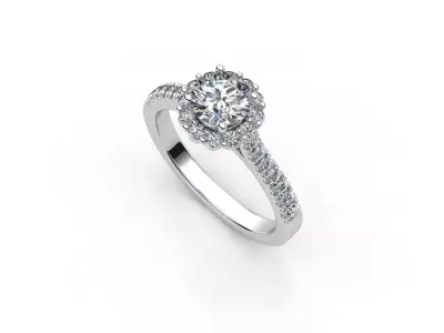 aj-015 halo diamond engagement ring gold 3D print model