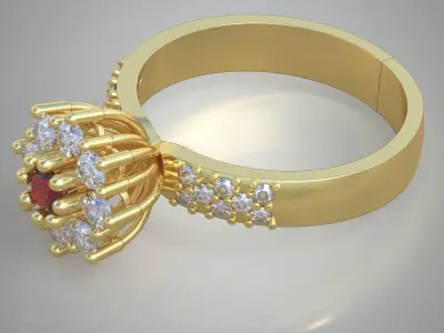 Diamond ring 0563 3D printable model9 Free 3D print model