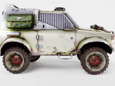 Retro vintage battle race suv car four-wheel drive lvl1 al5 Low-poly 3D model