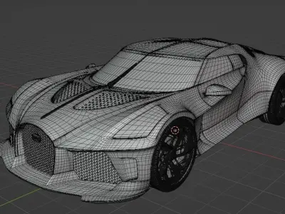 Bugatti la voiture noire Low-poly 3D model