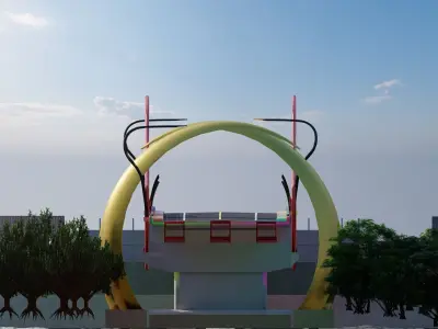 High Detail 3D Model Architecture of Steel Box Girder Bridge 3D model