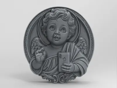 infant jesus with mobile phone cnc 3D print model