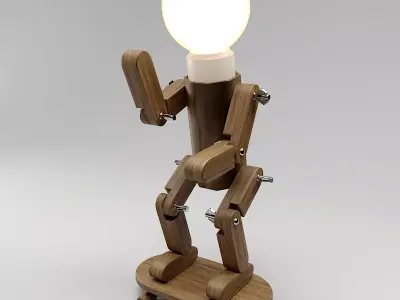 Modern Decorative Wood Robot Lamp 3D model