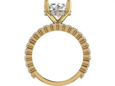 Single Row prong style band Round Cut Solitaire Ring Band 3D print model