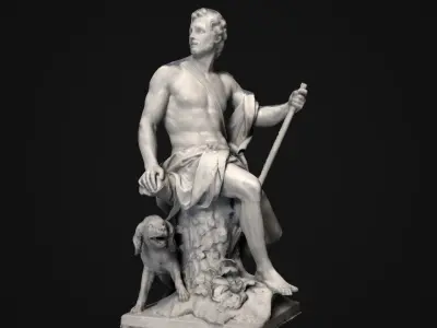 Chasseur Statue Low-poly 3D model