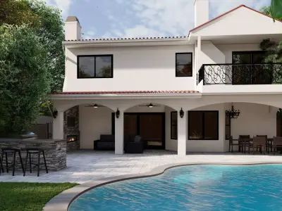 3D Exterior Scene 3D model design garden and landscape 3D model 3D model