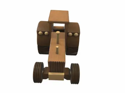 Wooden tractor toy 2 Free 3D model