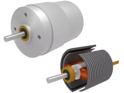 DC Electric Motor 2 coils 3D model