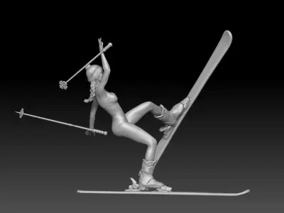 winter ski girl bikini 3 3D print model