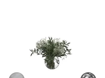 Bouquet of Hydrangea and Olive Branches 3D model