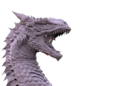 Dragon head roar posed head 3D model