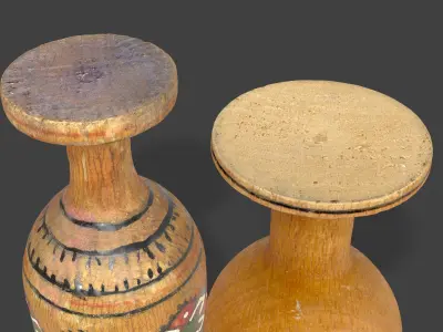 Vintage Wooden Goblets - 2 Models Low-poly 3D model