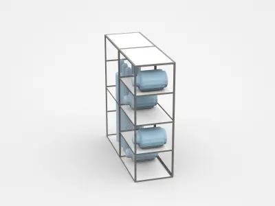 Double Industrial Shelf Cabinet With Industry Parts 3D model